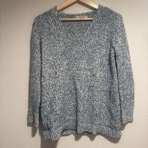 LOFT Heather Blue and White Knit Sweater